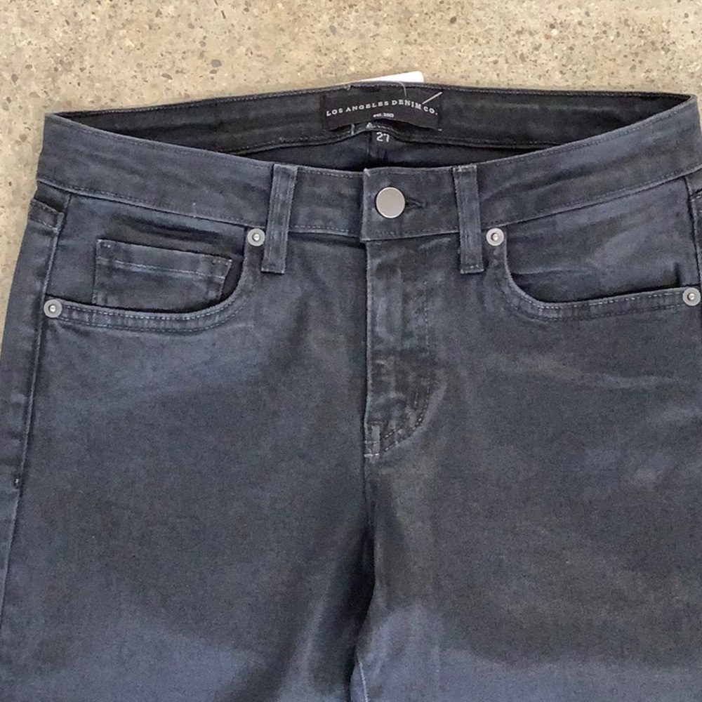LA denim company “Victoria” wax coated jeans. NWOT